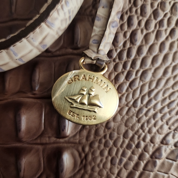 BRAHMIN, rare color Amaretto Melbourne Leather Large Duxbury satchel - Picture 4 of 12